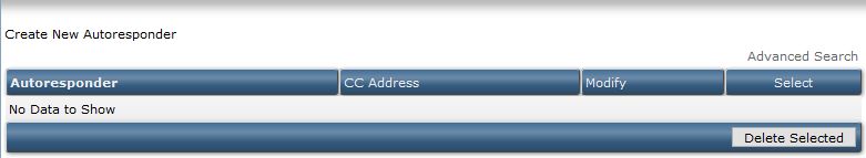 directadmin autoresponder main page