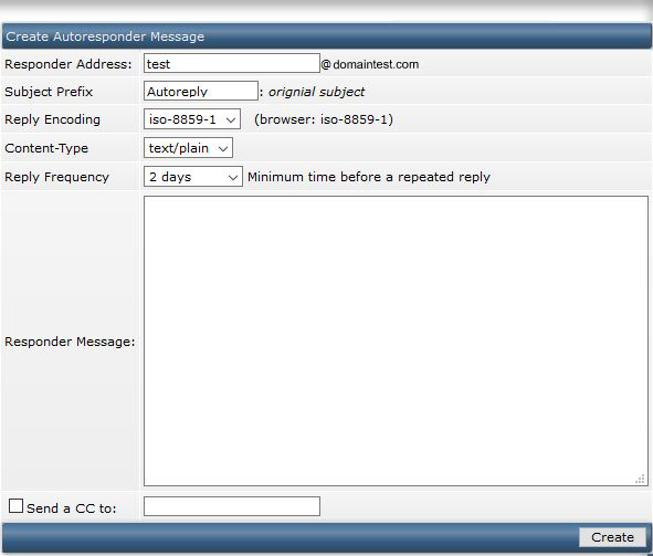directadmin autoresponder add page