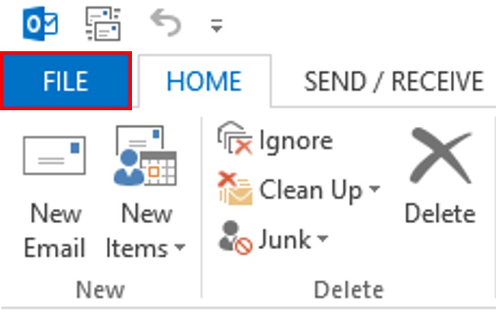 outlook file tab (highlight)