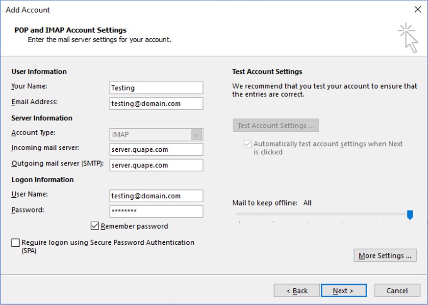outlook add account settings 2