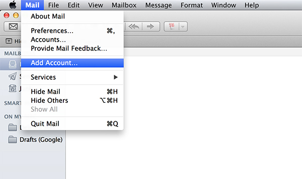 mac mail add account