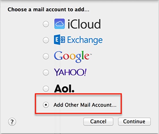 mac mail add account 2