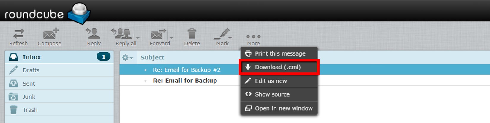 roundcube download email 2