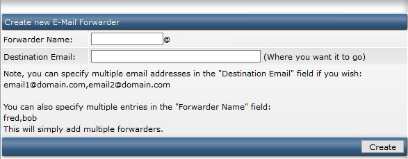 directadmin forwarder add new page