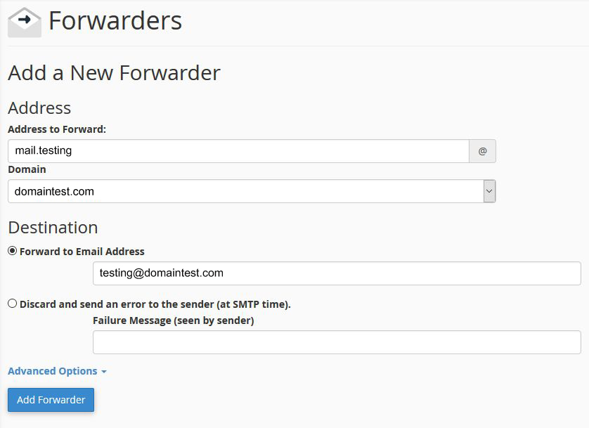 cpanel forwarders add new recipient