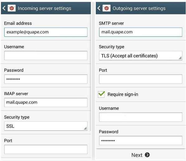 android in out server settings