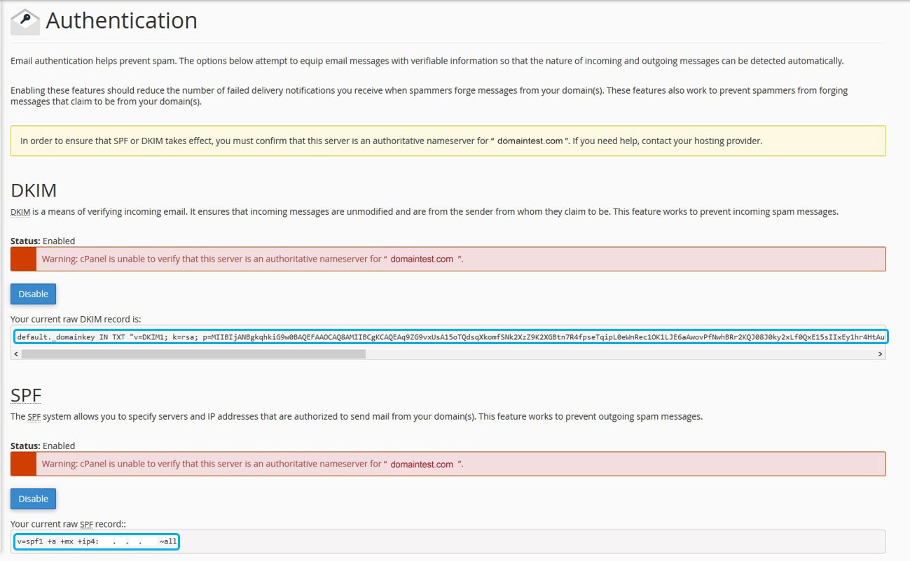 cpanel authentication page