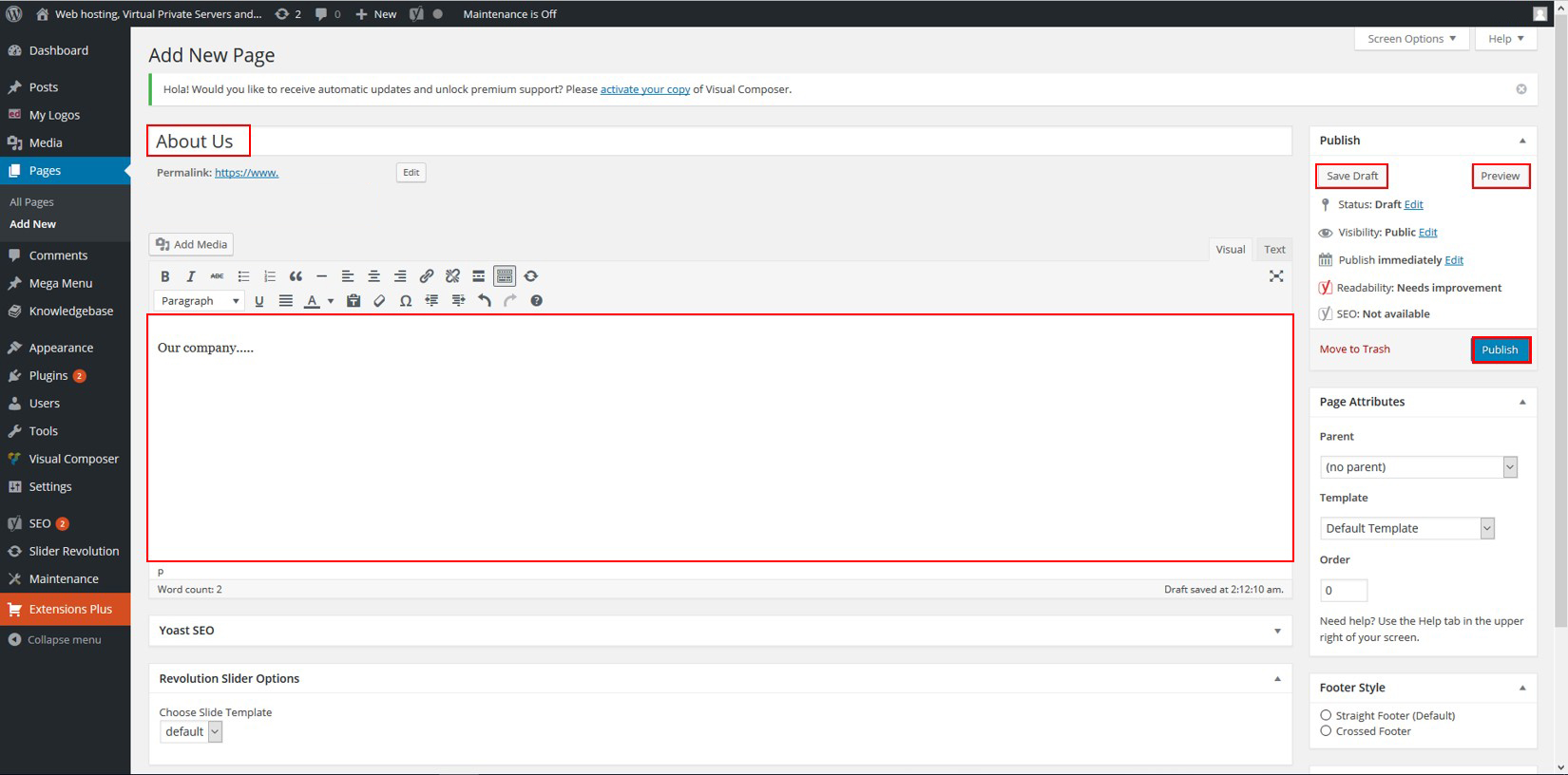 wordpress add page 3 edited
