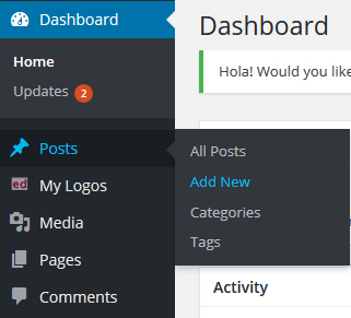 wordpress add post 1