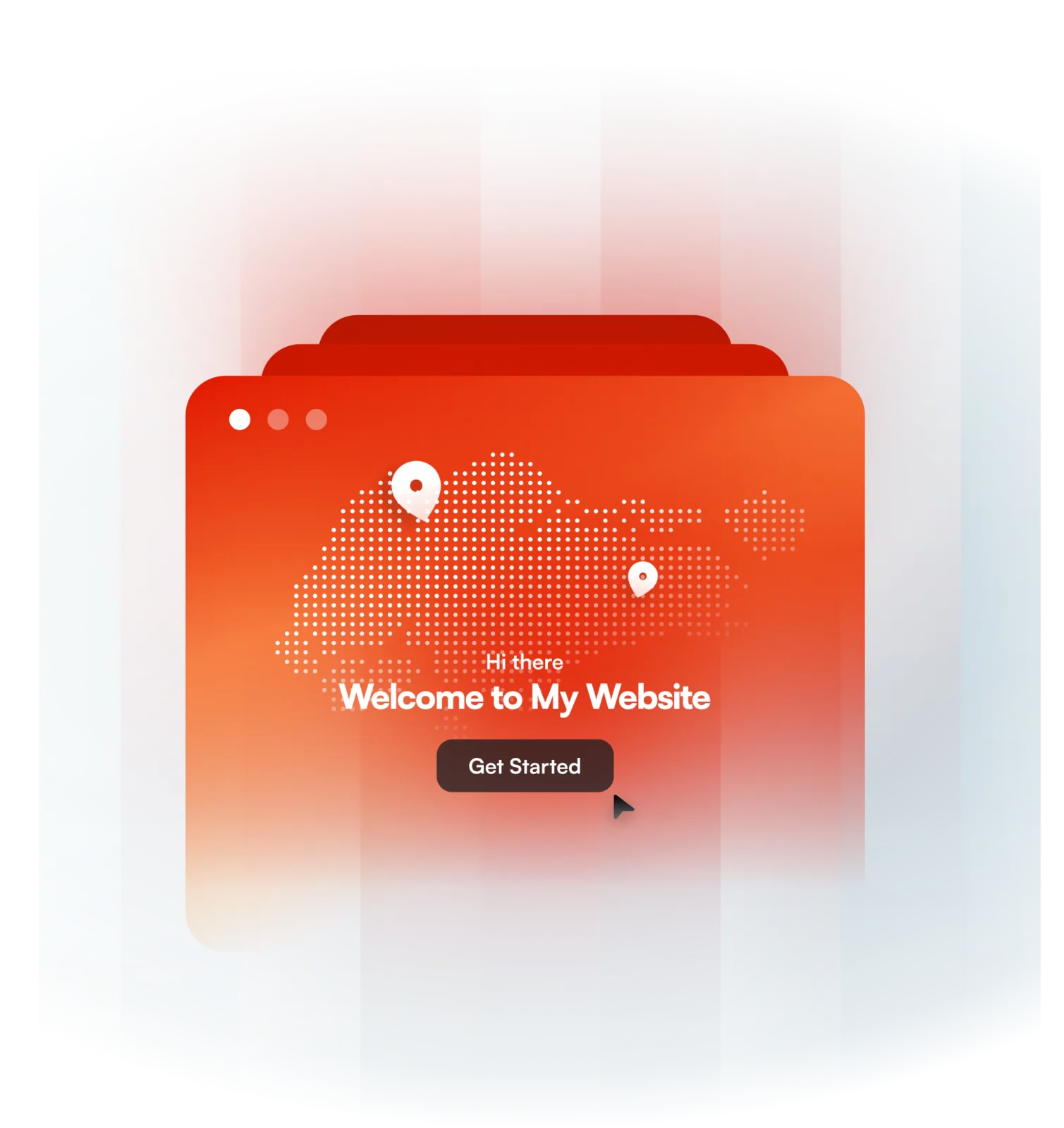 Layered website windows with a Singapore map