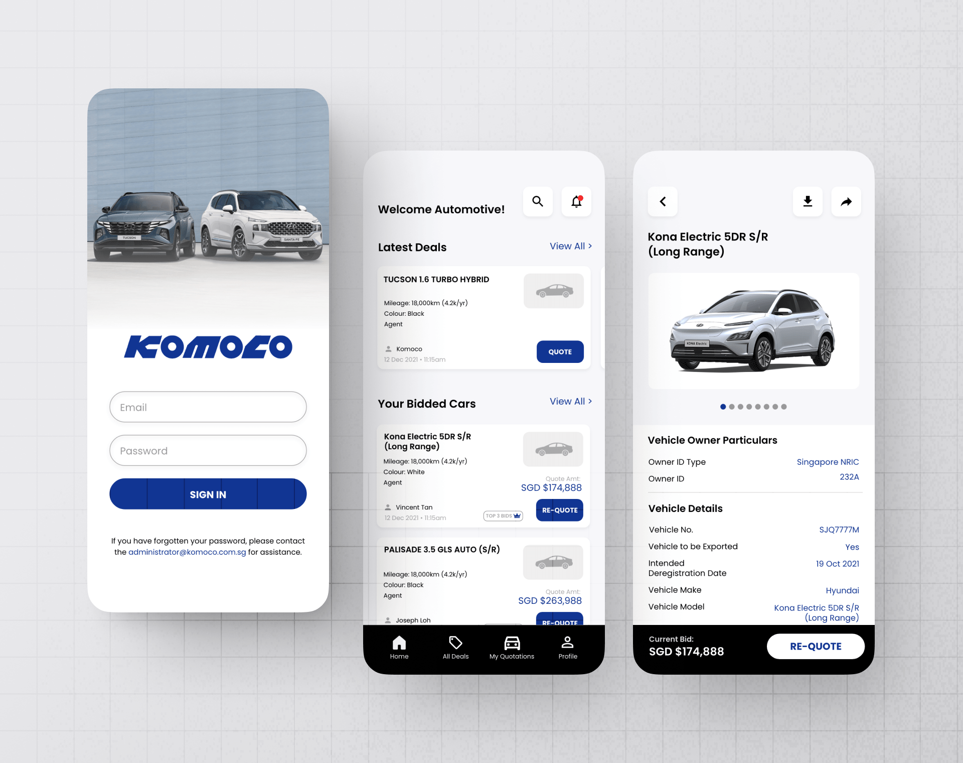 Hyundai Komoco / Vincar Mobile App project by QUAPE