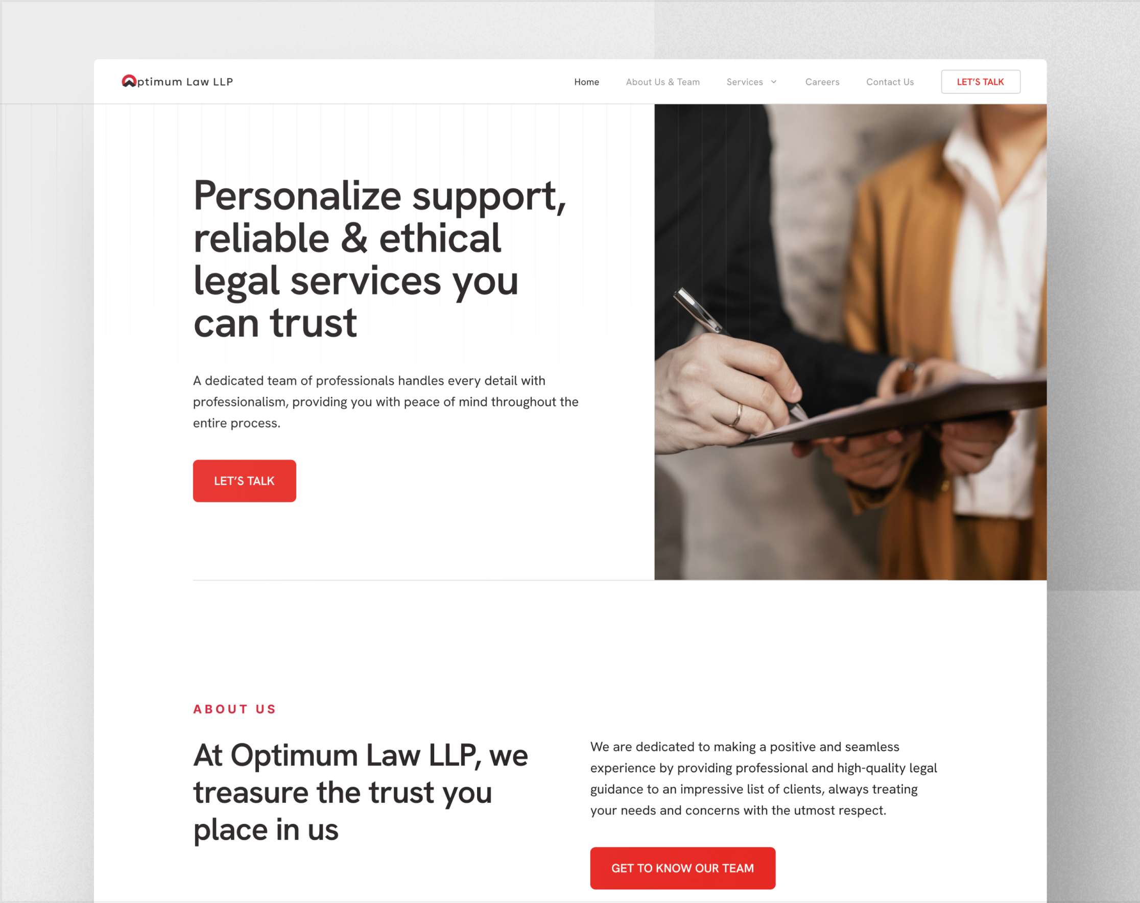 Optimum Law Website project by QUAPE