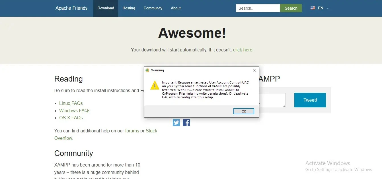 download xampp for setup localhost