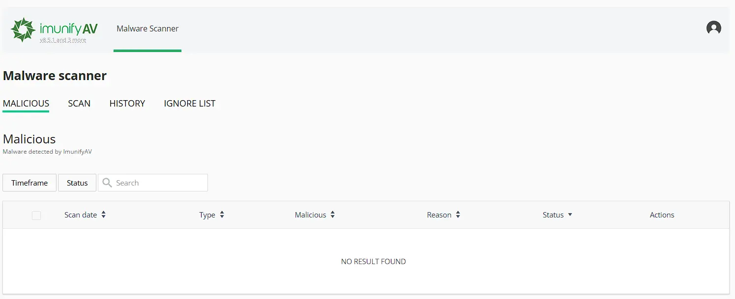 security option with imunify in cpanel