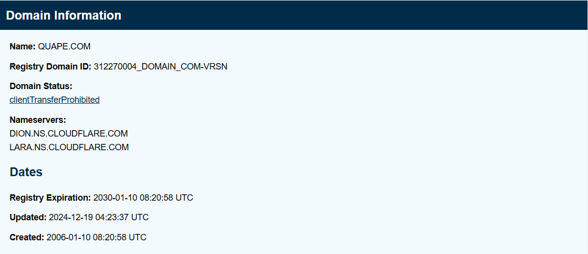 whois result