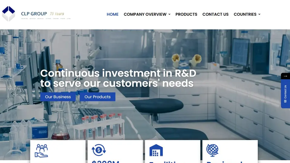 Current CLP International website preview