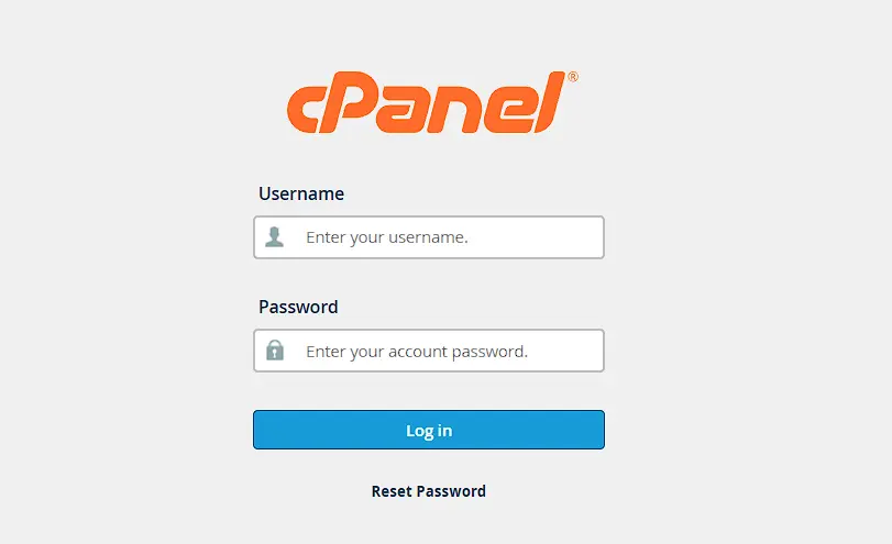 halaman masuk cPanel